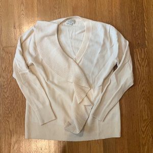 J crew cashmere ruffle front sweater size small
